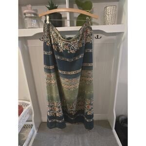 Vintage Floral Paisley Green Crazy Horse Collection skirt Size 16